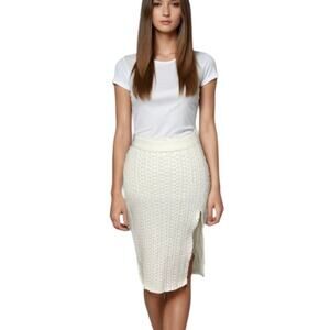 Le Lis ivory cable knit sweater skirt coquette preppy quiet luxury neutral